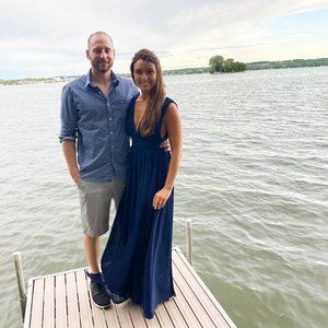 Lulu's Deep V Neck Flowy Boho Navy Maxi Dress (My rehearsal dinner dress!)